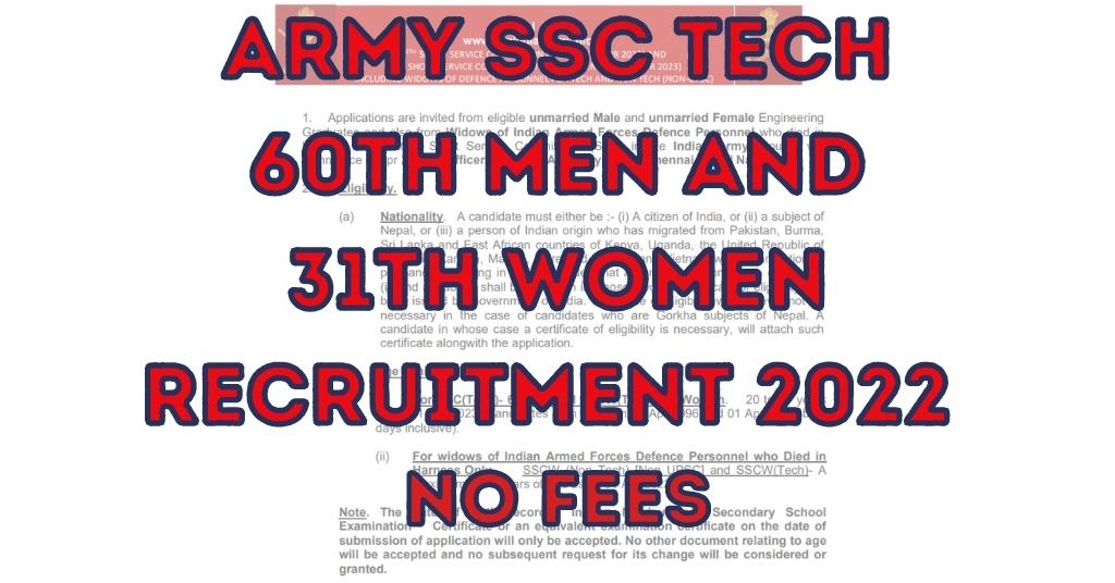 Army SSC Tech Recruitment 2022