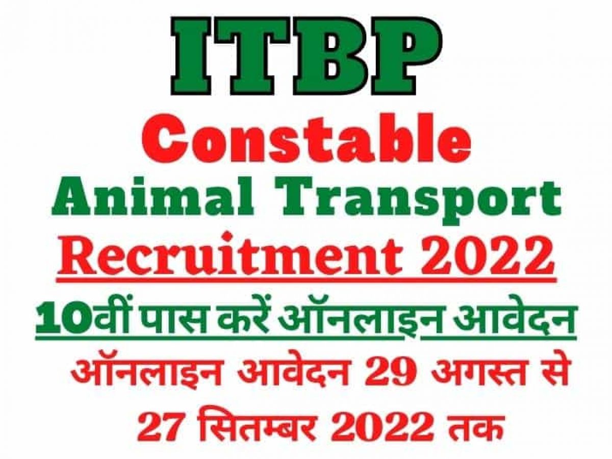 ITBP Constable Animal Transport Recruitment 2022 आईटीबीपी कांस्टेबल एनीमल  ट्रांसपोर्ट भर्ती का नोटिफिकेशन जारी - Sunday Shout
