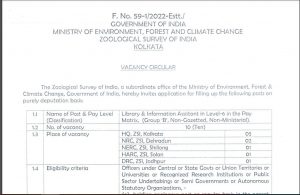 Zoological Survey of India Recruitment 2023