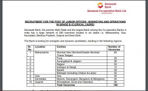 Saraswat Bank Recruitment 2023 Out