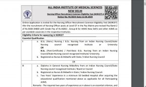 AIIMS NORCET Recruitment 2023 Notification