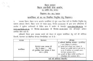 BTSC Pharmacist Vacancy 2023 Notification