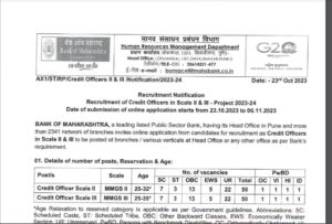 Bank of Maharashtra Recruitment 2023 Out