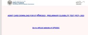 UPSSSC PET Admit Card 2023 Out