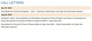 RBI Assistant Main Exam date 2023 Out