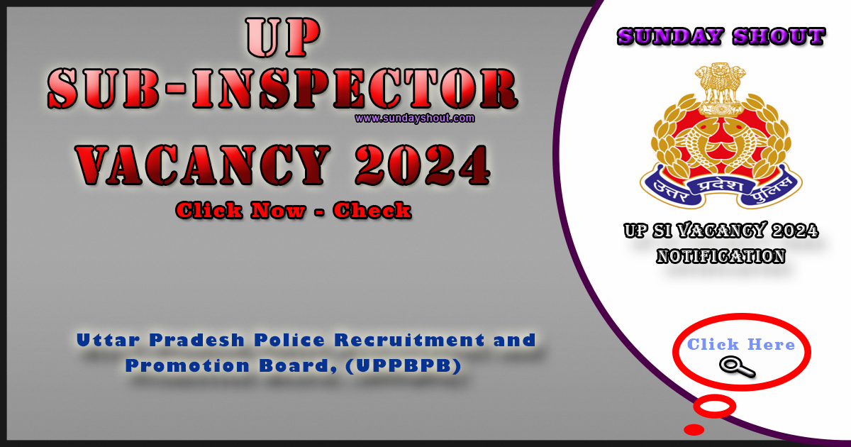 UP SI Vacancy 2024 Notification | Online Apply for 921 Sub Inspector Posts Released, More Info Click on Sunday Shout.