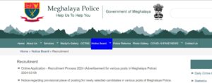 Meghalaya Police Recruitment 2024 Out