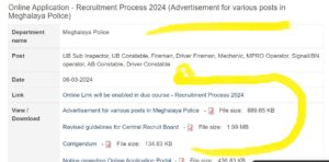 Meghalaya Police Recruitment 2024 Out